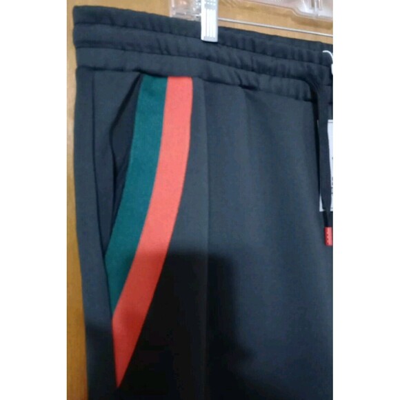 Stacy Adams Black Joggers Sweat Pants Red & Green Striped Pockets Sz 4X New - Picture 4 of 6